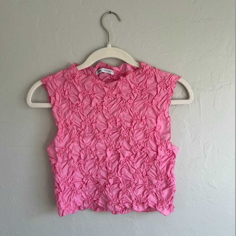 Zara Pink Textured Crop Top